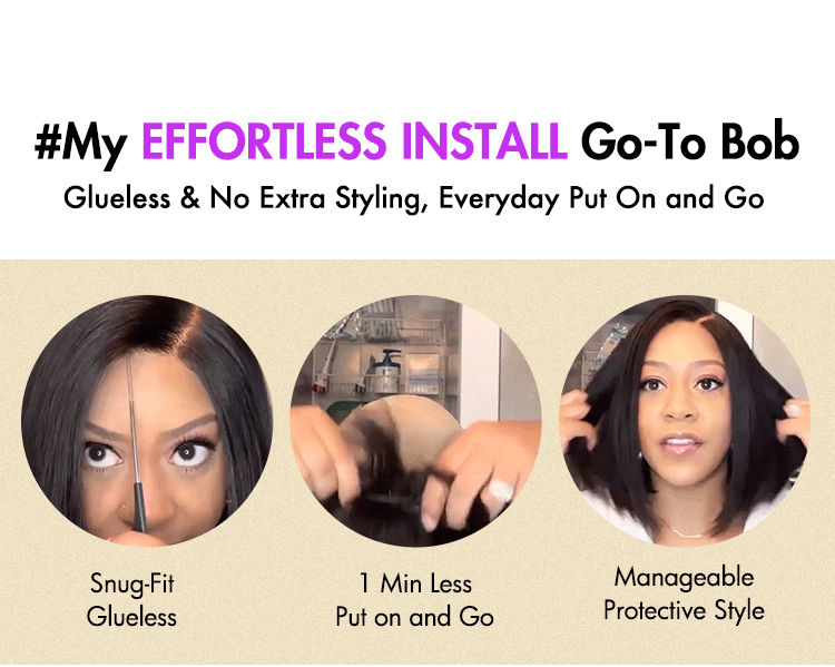 Ultra Natural Glueless Minimalist HD Lace C Part Bob Wig 100% Human Hair | Classic & Chic-12