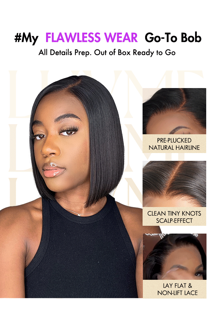 Ultra Natural Glueless Minimalist HD Lace C Part Bob Wig 100% Human Hair | Classic & Chic-13