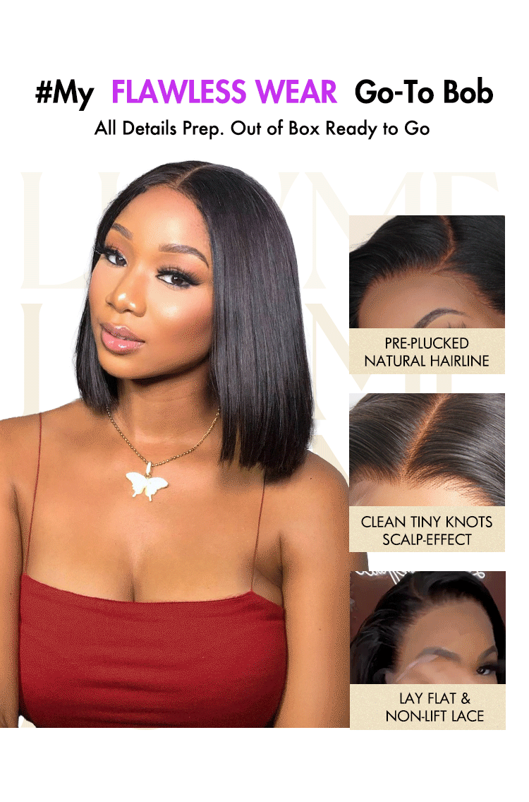 Exclusive Discount | Luvme Hair Beginner Friendly Glueless Silky Blunt Cut 4x4 Closure Bob Wig | Upgraded 2.0-14