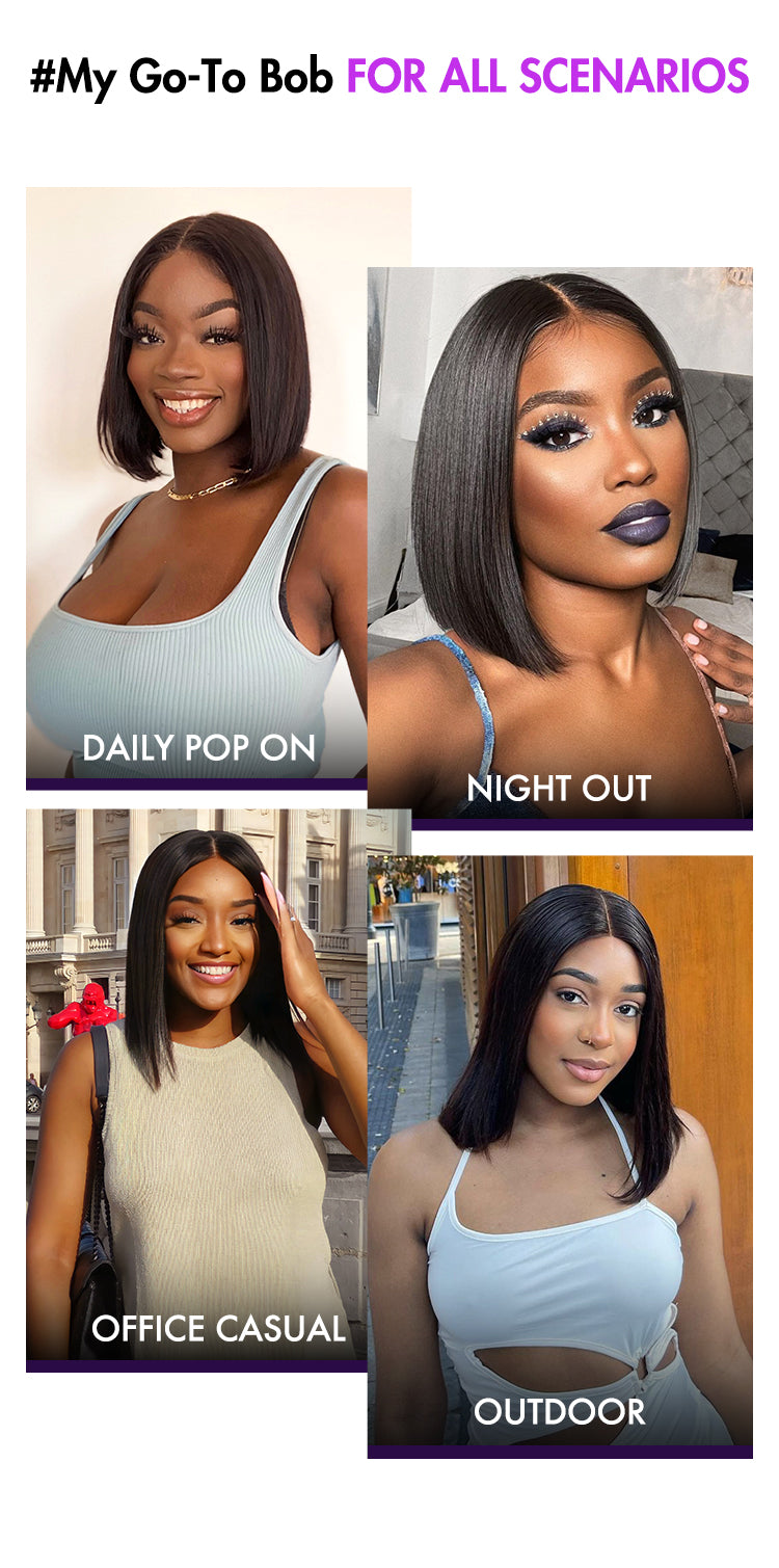 Weekly Special | Luvme Hair Beginner Friendly Glueless Silky Blunt Cut 4x4 Closure Bob Wig 100% Human Hair | Upgraded 2.0-15