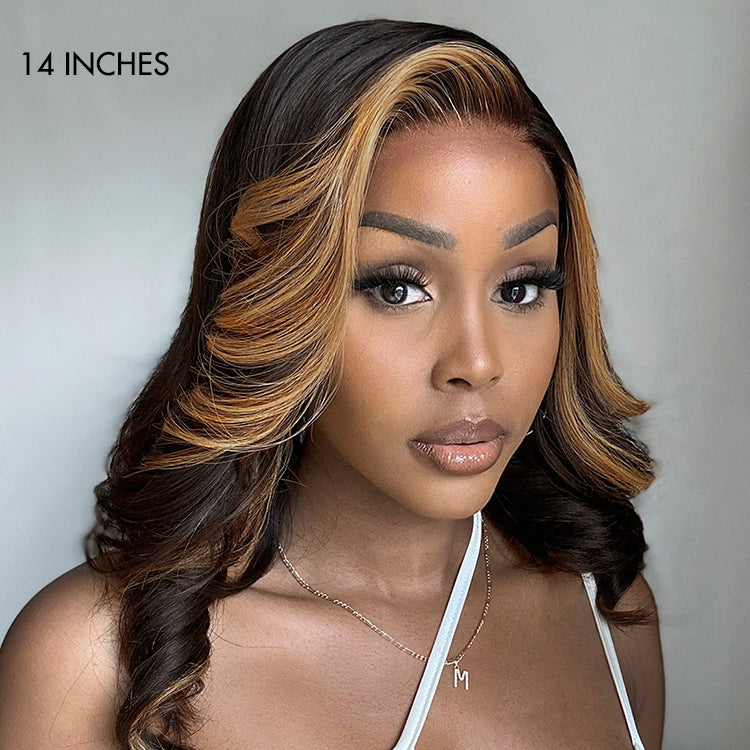 Limited Design | Brown Blonde Combo Highlight Loose Wave Glueless 5x5 Closure HD Lace Bob Wig