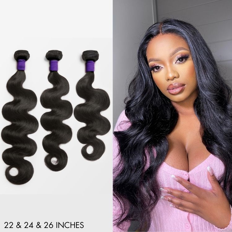 Luvme body wave Brazilian human hair bundles and finished hairstyle