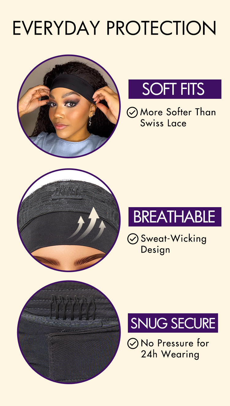 Crazy Wednesday | Natural Black Body Wave No Lace Glueless Long Headband Wig 100% Human Hair-02