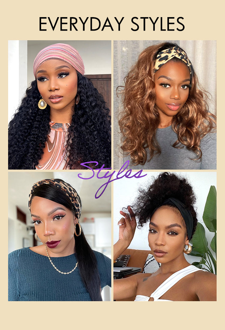 Crazy Wednesday | Natural Black Body Wave No Lace Glueless Long Headband Wig 100% Human Hair-03