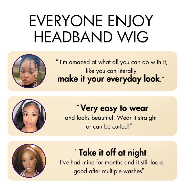 Crazy Wednesday | Natural Black Body Wave No Lace Glueless Long Headband Wig 100% Human Hair-04