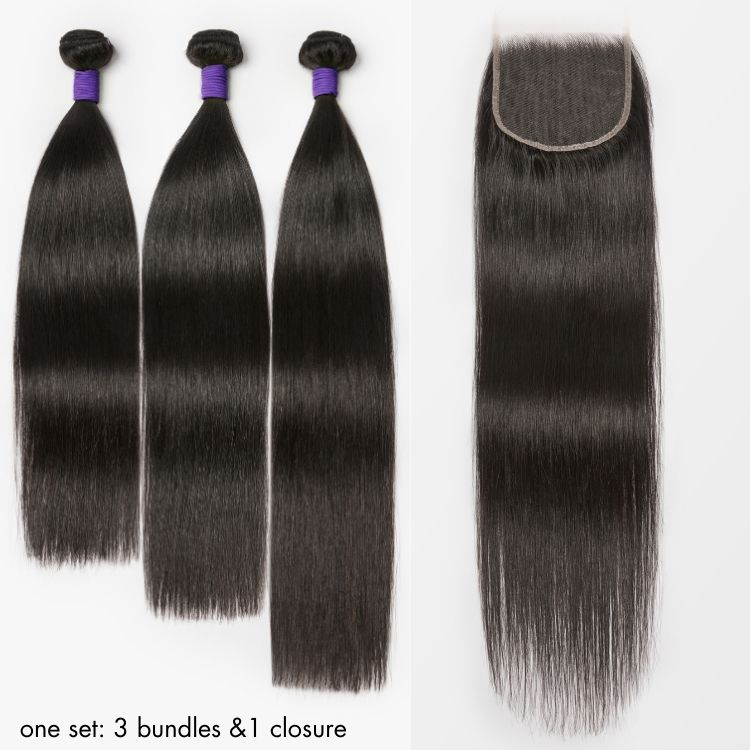 Upgraded Brazilian Hair | 3 Bundles with 5x5 HD Lace Closure Virgin Straight Hair-02