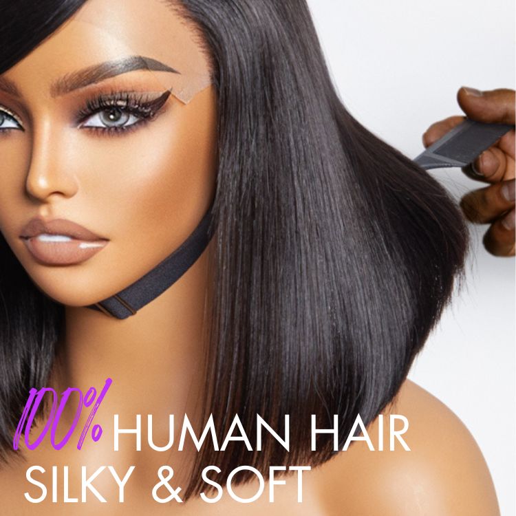 Swoop Bangs Breathable Cap Deep Left C Part Silky Straight Glueless 5x5 Closure Lace Wig