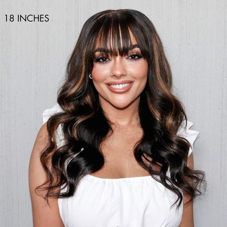 Blonde Highlight Loose Wave Glueless 5x5 Closure Lace Wig with Cute Bangs | Face-Framing