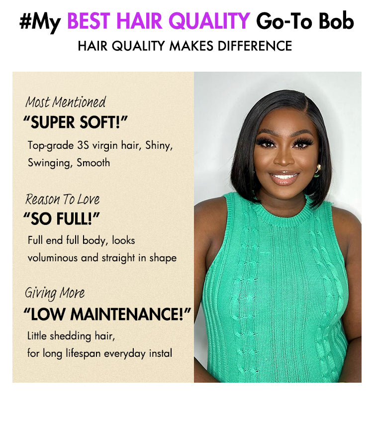 Ultra Natural Glueless Minimalist HD Lace C Part Bob Wig 100% Human Hair | Classic & Chic-14