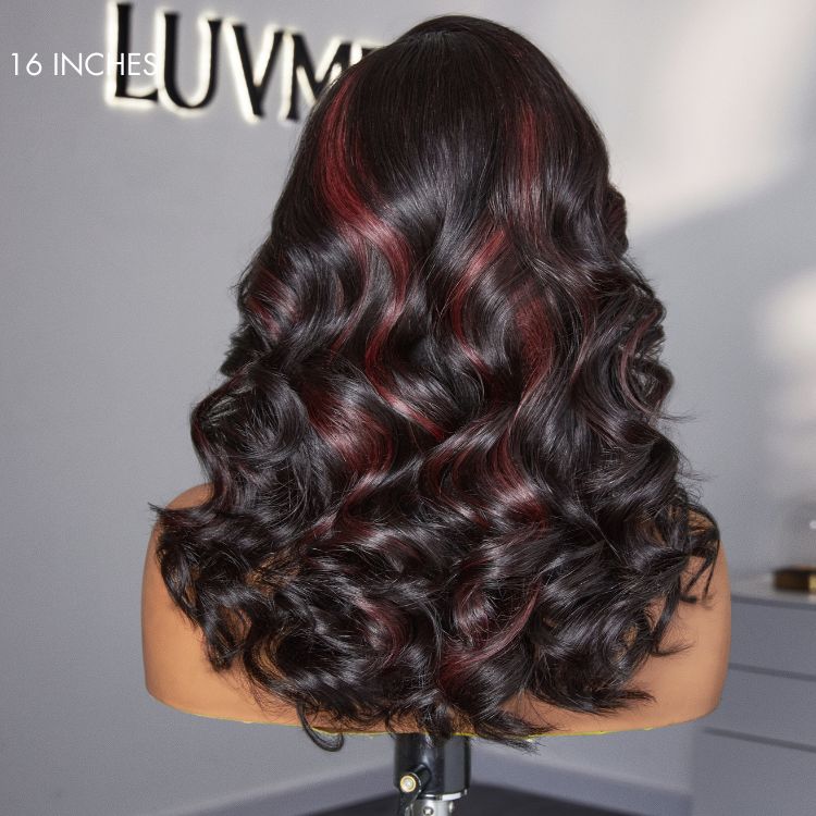 Dark Red Highlights C Part Loose Wave Glueless 5x5 Closure Lace Wig Ready to Go - US Only-06