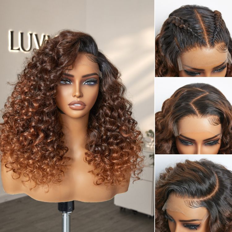 Luvme Hair PartingMax Glueless Wig Ombre Copper Brown Water Wave 7x6 Closure HD Lace Wig