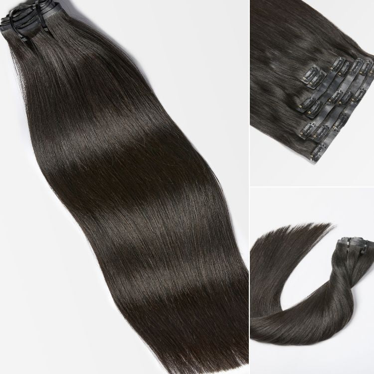 Straight / Body Wave Clip in Hair Extensions Real Human Hair Pieces 9pcs / 7pcs with Free Gift