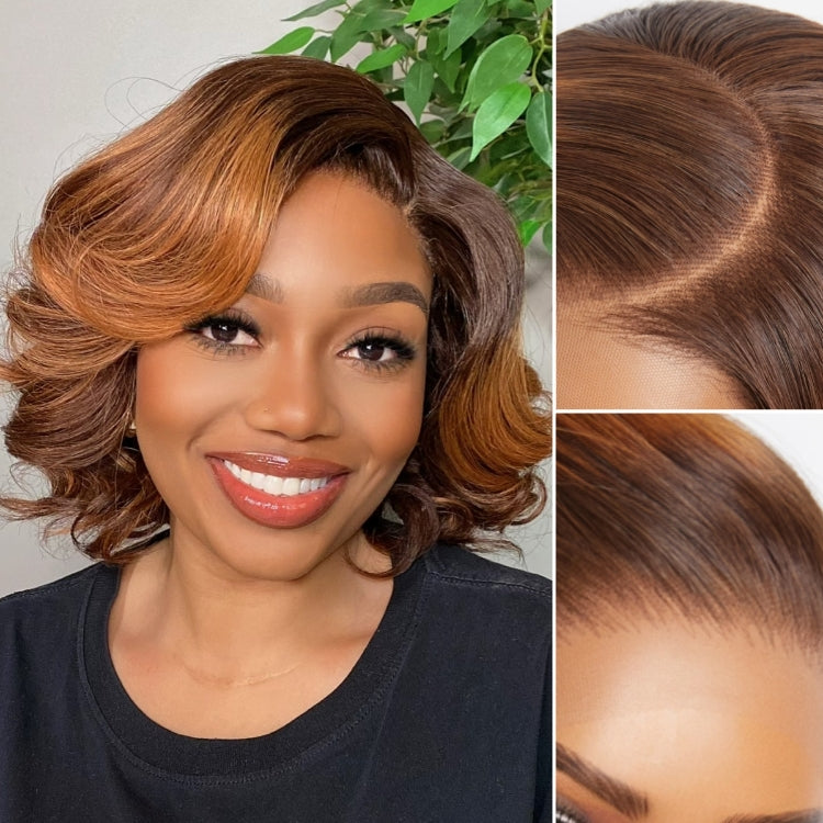 Newbie Only | 1 SEC INSTALL WIG | Mature Boss Brown Ombre Highlight / Natural Black Loose Wave Glueless Minimalist HD Lace Wig Ready to Go
