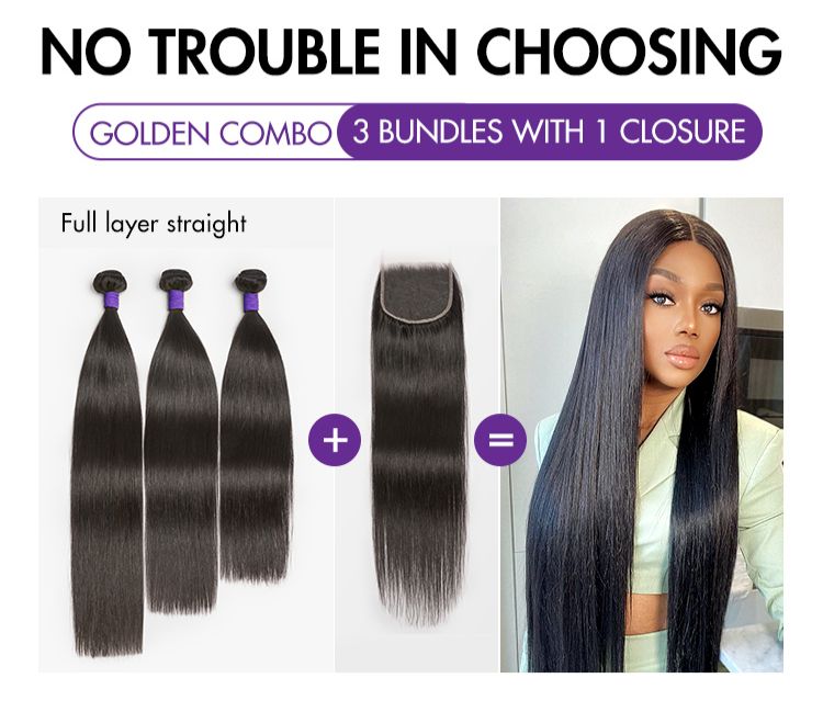 Upgraded Brazilian Hair | 3 Bundles with 5x5 HD Lace Closure Virgin Straight Hair-17