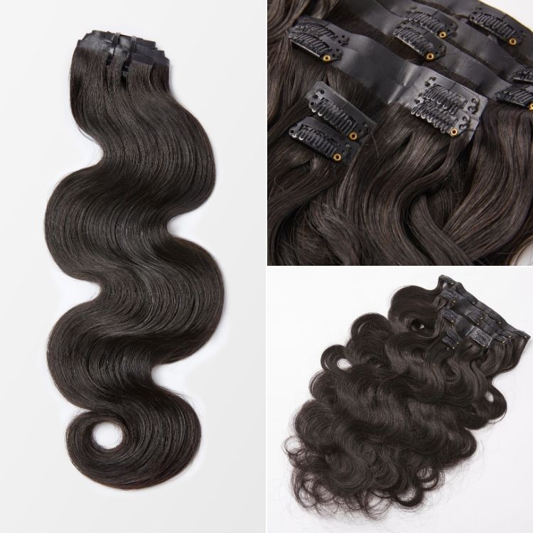 Soft Body Wave Invisible Edge Seamless Clip in Extensions Human Hair with Free Gift-08