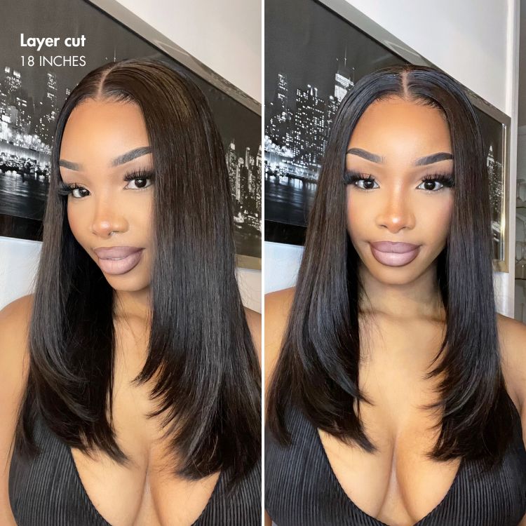 Luvme Hair PreMax silky straight glueless 13x4 frontal lace wig with natural hairline and pre-cut lace, human hair, super natural look.