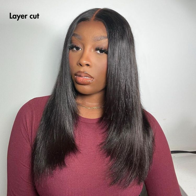 Luvme Hair PreMax silky straight glueless lace wig with 13x4 frontal, natural hairline, human hair, pre-cut lace, and versatile styling