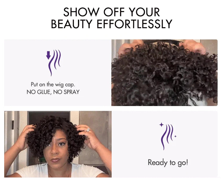 Weekly Special | Trendy Short Cut Curly Minimalist HD Lace Glueless Side Part Wig 100% Human Hair-13