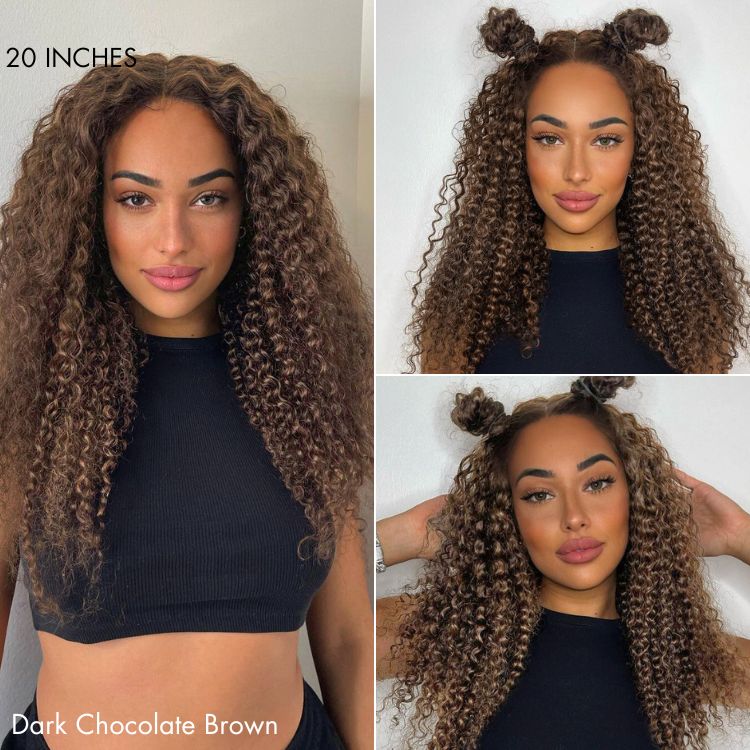 Limited Stocks | Chocolate Brown Long Curly Glueless 5x5 Closure Long Wig - US Only-06