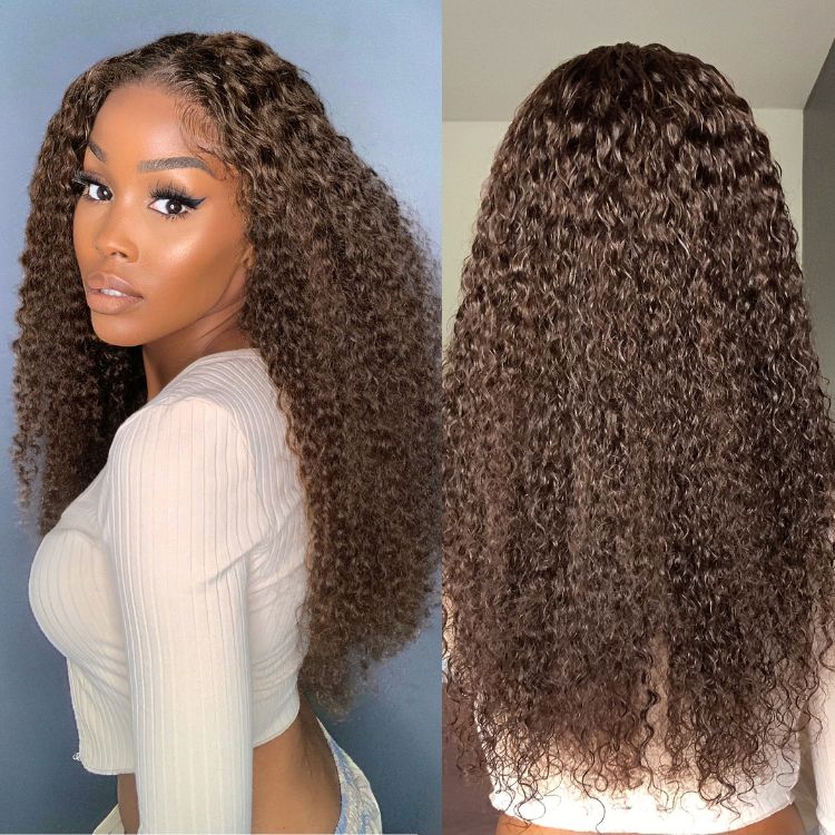 Limited Stocks | Chocolate Brown Long Curly Glueless 5x5 Closure Long Wig - US Only-02