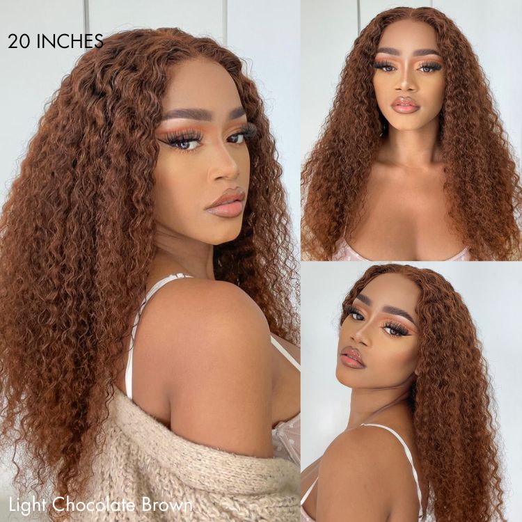Limited Stocks | Chocolate Brown Long Curly Glueless 5x5 Closure Long Wig - US Only-07