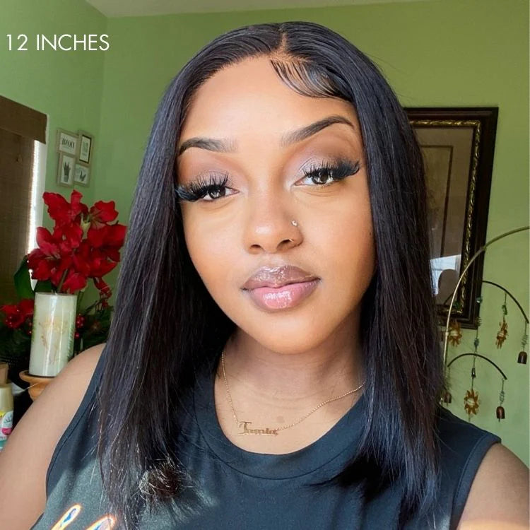 Points Rewards | Effortless Straight 4x4 Closure Lace Glueless Mid Part Long Wig 100% Human Hair