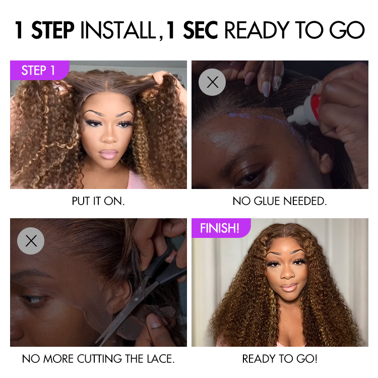 Go Natural Ease | Soft Kinky Curly Glueless 5x5 Closure HD Lace Wig Ready to Go-10
