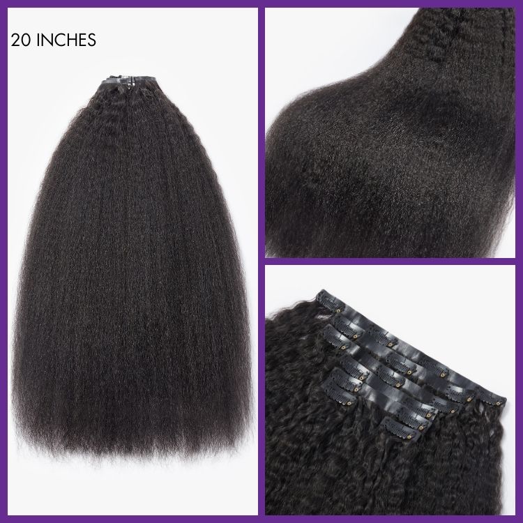Full Hair Kinky Straight Seamless Clip in Human Hair Extensions Hair Pieces 135g 9pcs / 7pcs with Free Gift - Limited Offer-07