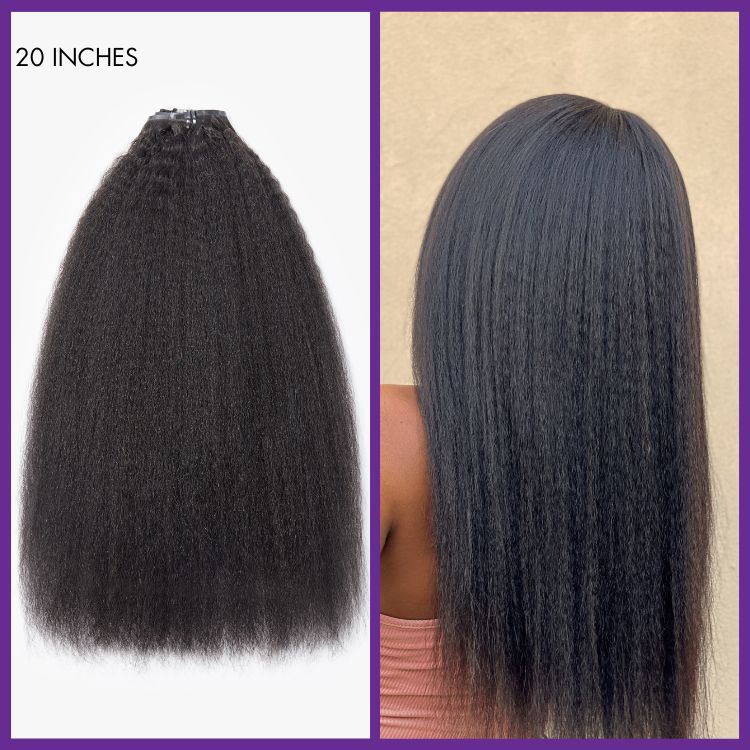 2 Packs Straight / Body Wave / Kinky Curly / Yaki Straight / Kinky Straight Clip in Hair Extensions with Free Gift-14