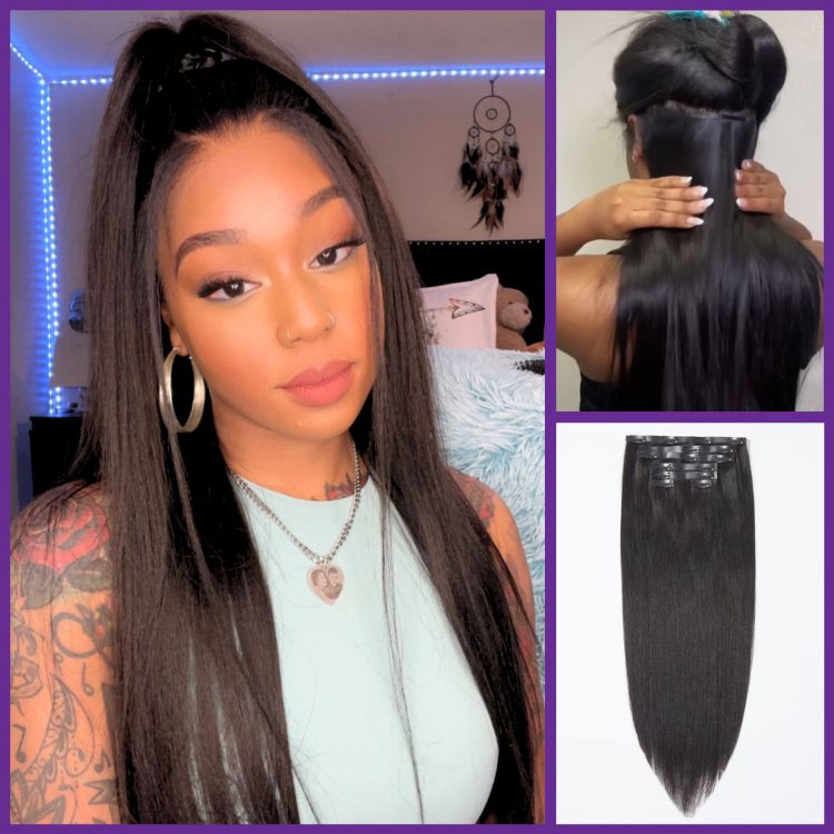 Exclusive Sale | Straight / Body Wave / Kinky Curly / Yaki Straight / Kinky Straight Clip in Hair Extensions Real Human Hair Pieces 135g 9pcs / 7pcs with Free Gift-08