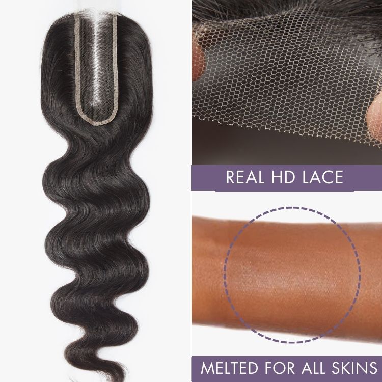 Upgraded Brazilian Hair | Luvme Virgin Deep Part 2x6 HD Lace Body Wave Closure with 3 Bundles