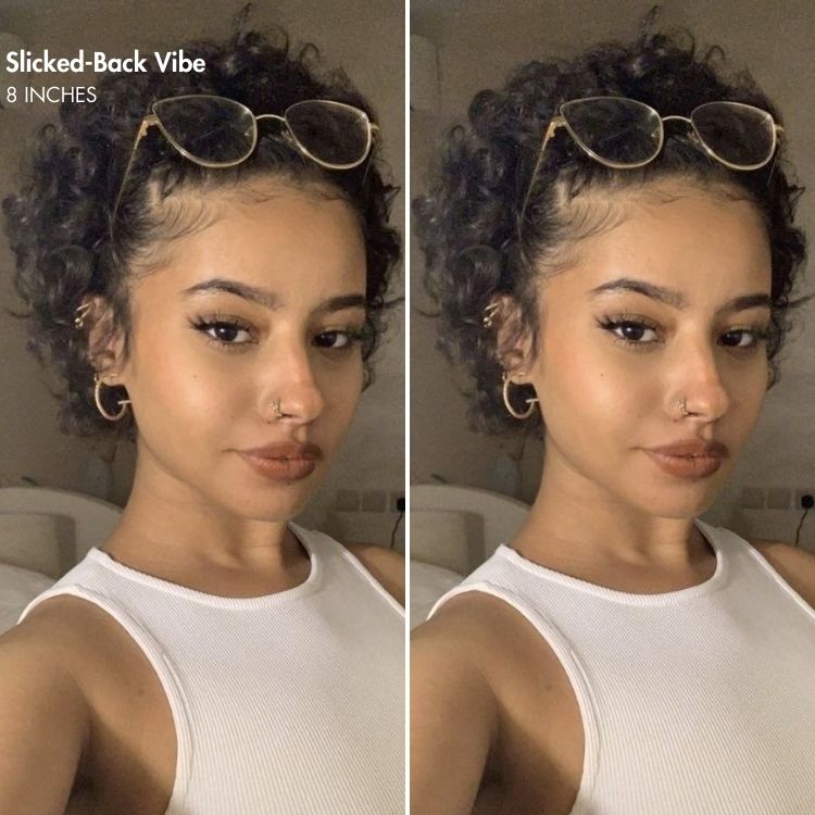 Exclusive Sale | Slicked-Back Short Cut Curly Glueless 13x4 Lace Front Wig 100% Human Hair-05