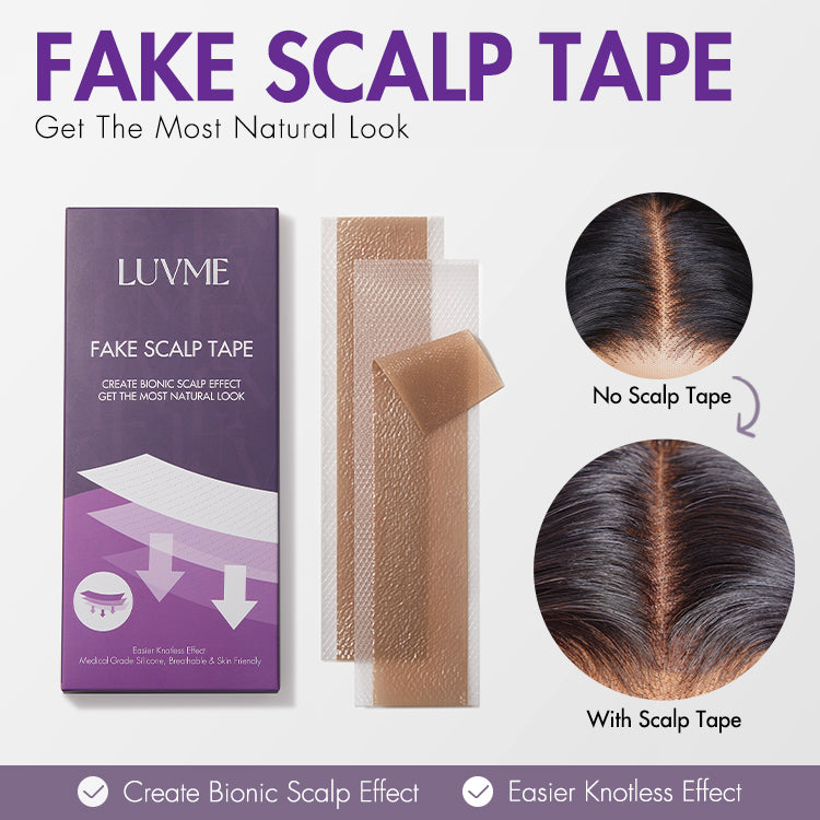 8pcs Luvme Hair fake scalp tape for wigs, invisible knots and grids eraser, easy to remove and secure wig installation.