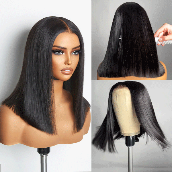 PreMax Wigs | Silky Blunt Cut Glueless 2x6 / 5x5 Closure Lace Shoulder Length Bob Wig Pre Plucked & Bleached