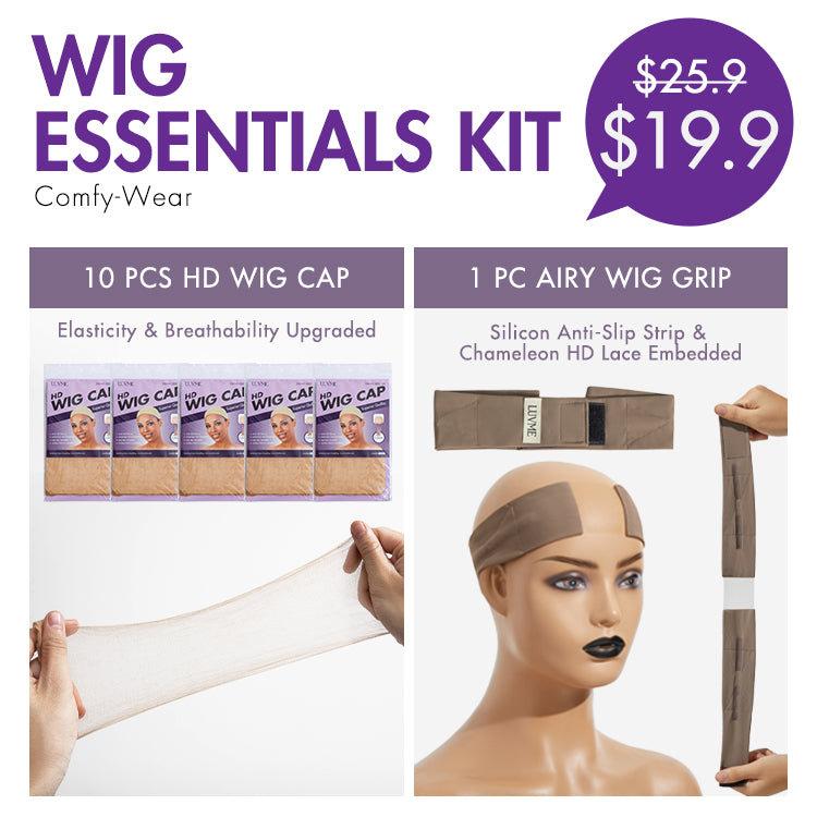 Comfy-Wear Set | HD Wig Cap (10pcs) + 1PC Wig Grip Band