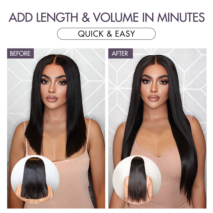 Exclusive Sale | Straight / Body Wave / Kinky Curly / Yaki Straight / Kinky Straight Clip in Hair Extensions Real Human Hair Pieces 135g 9pcs / 7pcs with Free Gift-03