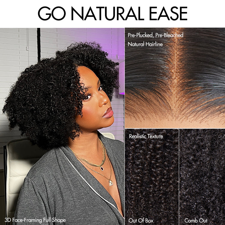 Go Natural Ease | Breathable Cap Natural Bouncy Fluffy Jerry Curl Glueless 5x5 Closure Lace Wig Ready to Go-05