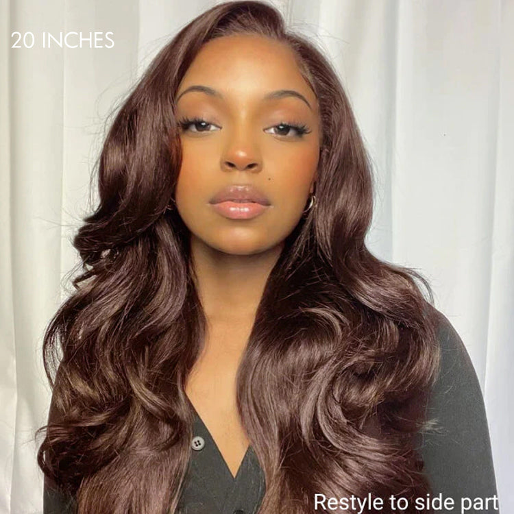 Chestnut Brown Loose Wave 5x5 Closure Lace Glueless Mid Part Long Wig 100% Human Hair - US Only-06