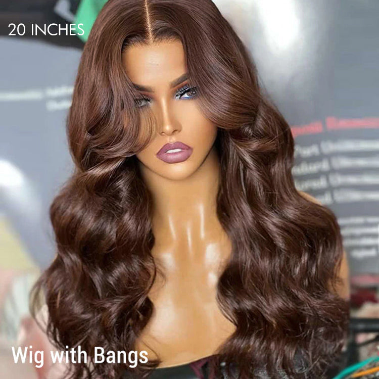 Chestnut Brown Loose Wave 5x5 Closure Lace Glueless Mid Part Long Wig 100% Human Hair - US Only-07