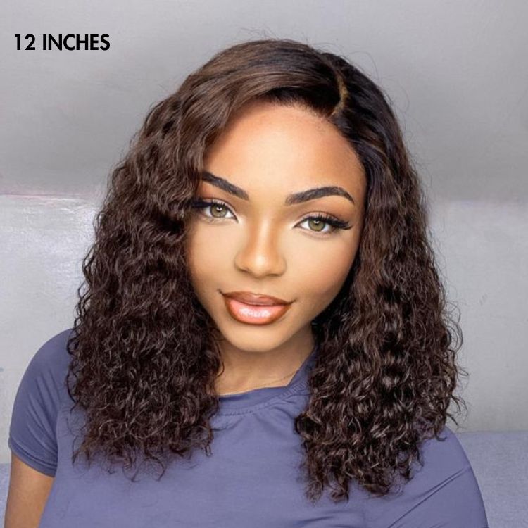 Ombre Brown Funmi Curly 5x5 Closure HD Lace Glueless Side Part Short Wig - US ONLY-03