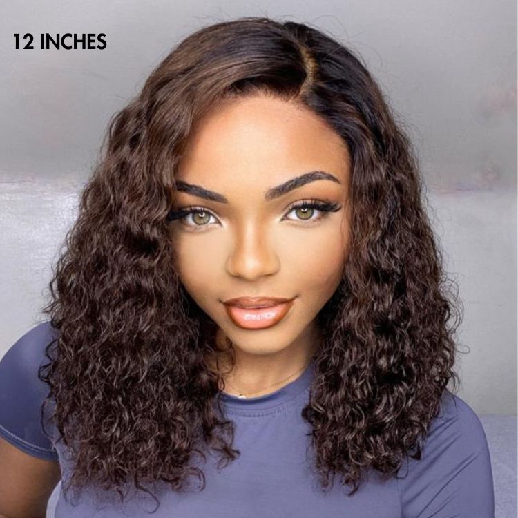 Ombre Brown Funmi Curly 5x5 Closure HD Lace Glueless Side Part Short Wig - US ONLY-04