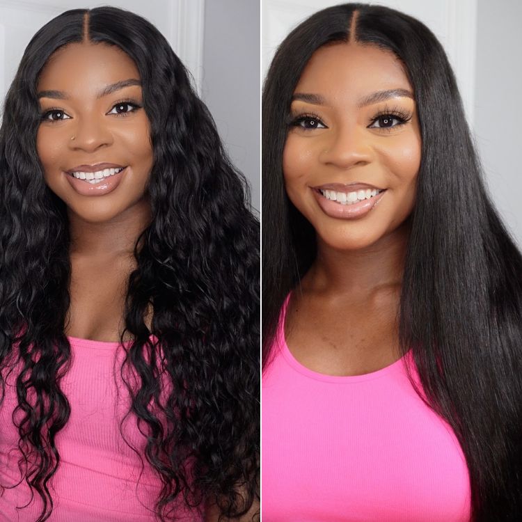 Luvme 5x5 closure wig with wet and wavy style, HD lace, breathable cap, 180% density, glueless design, US only