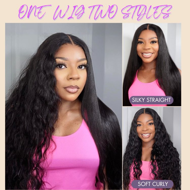 Luvme 5x5 closure wig with wet and wavy style, HD lace, breathable cap, 180% density, glueless design, US-only.