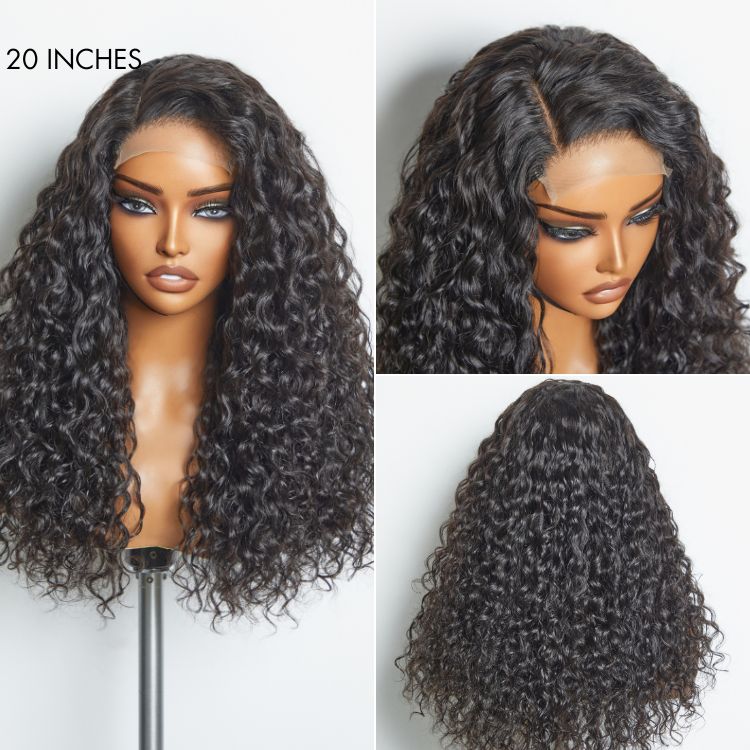 Luvme 5x5 closure wig with 180% density, wet and wavy style, HD lace, breathable cap, glueless design for natural look