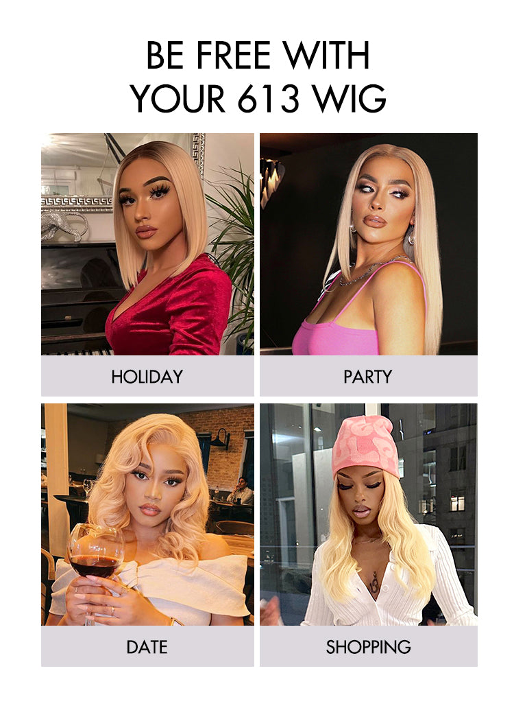 Limited Design | 613 Blonde Curtain Bangs Layered Cut Glueless 5x5 Closure HD Lace Wig-04