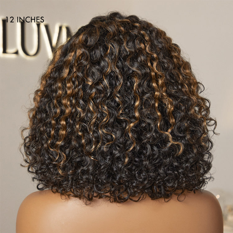1 SEC INSTALL WIG | Casual Blonde Highlights Funmi Curly Glueless Minimalist HD Lace Short Curly Wig