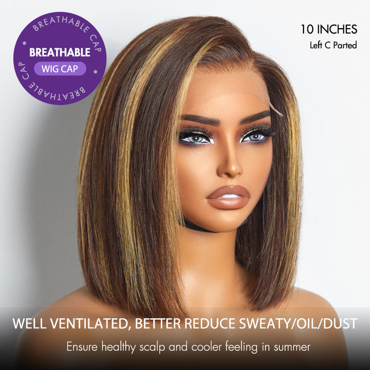 Luvme Hair PartingMax Glueless Wig Honey Blonde Highlight Silky Blunt Cut 7x6 Closure HD Lace Bob Wig