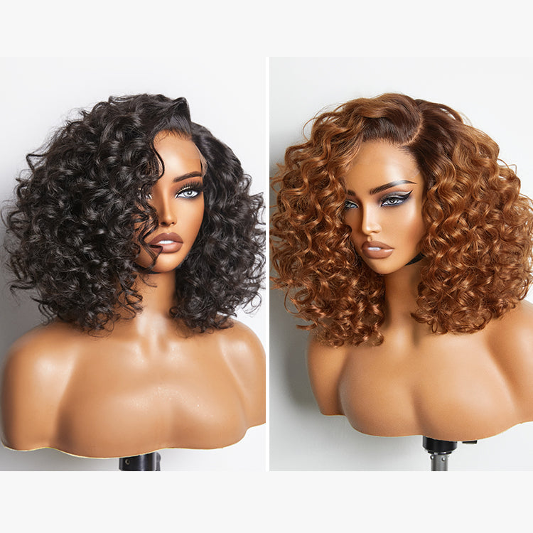 Luvme Hair Mature Bouncy Left C Part Natural Black / Ginger Ombre Loose Wave Glueless Minimalist HD Lace Wig Ready to Go