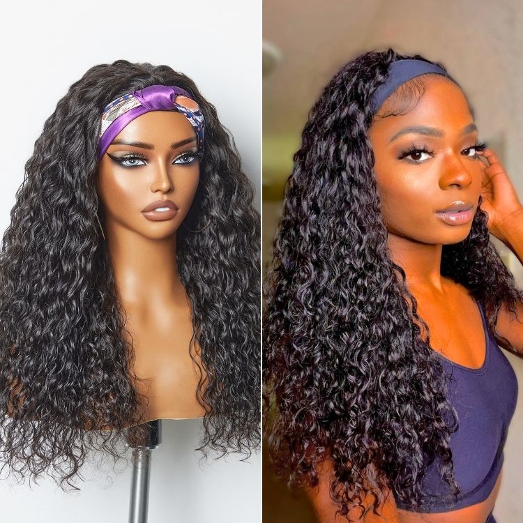 Luvme Wet and Wavy Water Wave Glueless Headband Wig, long headband style with water wave curls, easy to wear and style.
