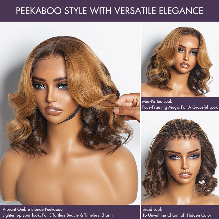 Elegant Peekaboo Ombre Blonde Loose Wave Glueless 5x5 Closure Lace Wig - US Only-07
